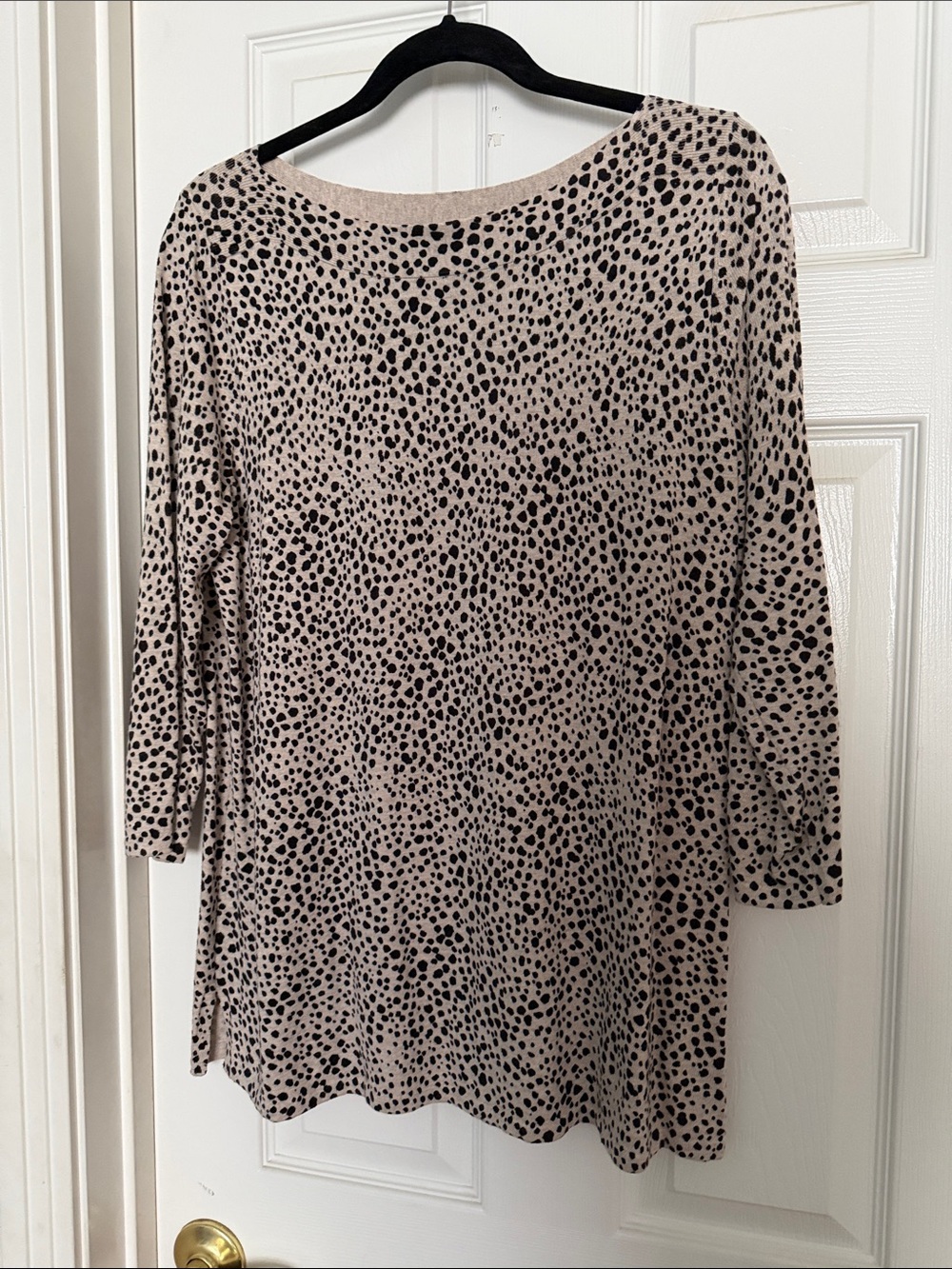 J. Jill Beige and Black Leopard-Print 3/4 Sleeve Tunic